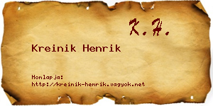 Kreinik Henrik névjegykártya